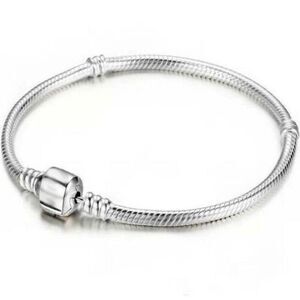 Silver charm Bracelets 3mm Snake Chain Fit Pandora Bead​​